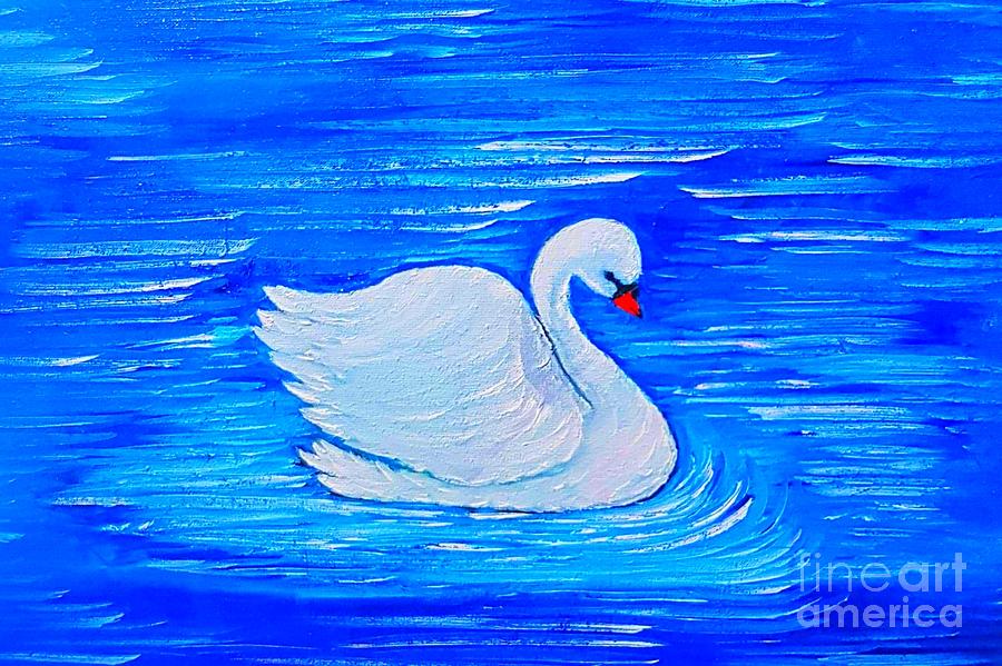 Swan Of Beauty Glowing Painting