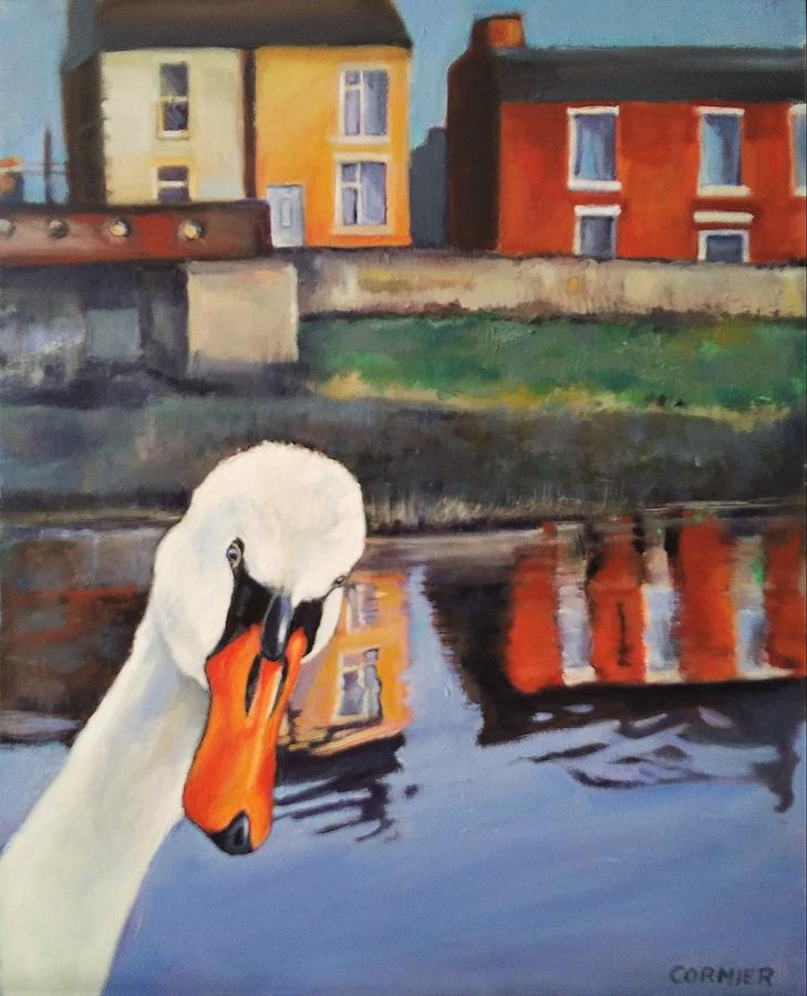 Swan Photobomb Painting by Jean Cormier