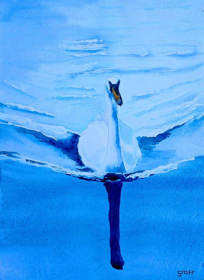 Swan Painting by Sandie Croft