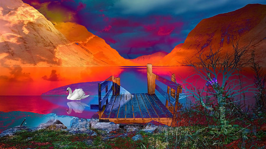 Swan Song Lake Mixed Media by Marvin Blaine