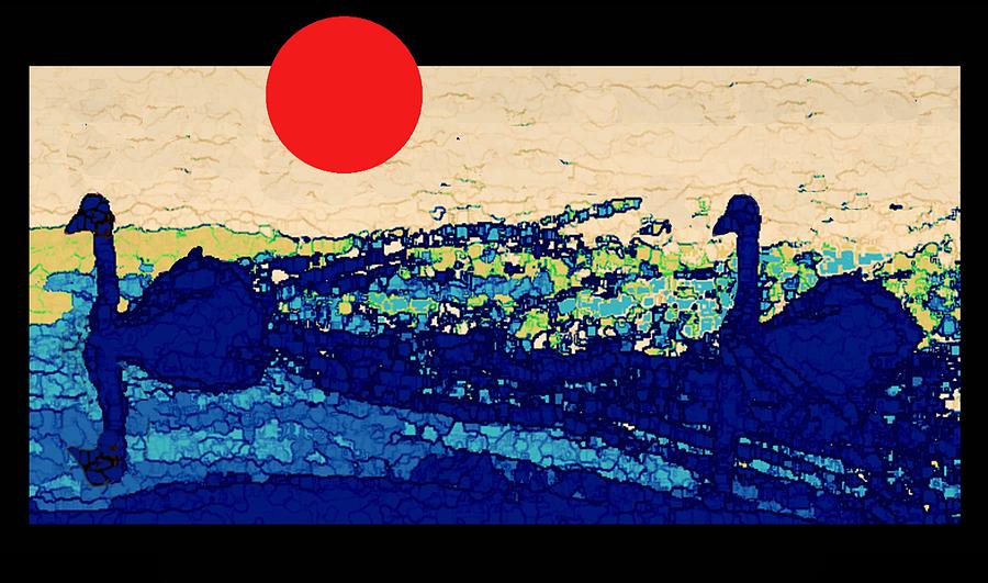  Swan Song Sunset Mixed Media by Hartmut Jager