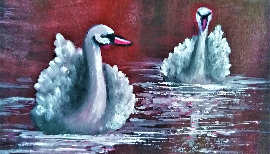Swans Painting by Tara Krishna