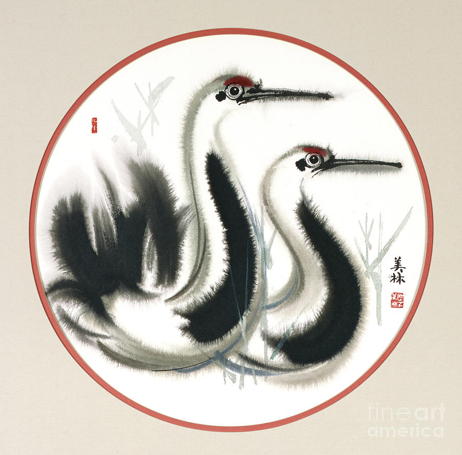 Swans Painting by Han Meilin