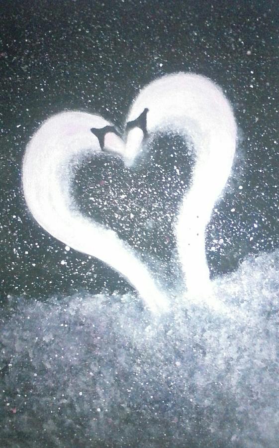 Swans in Love Painting by Nadia Spagnolo