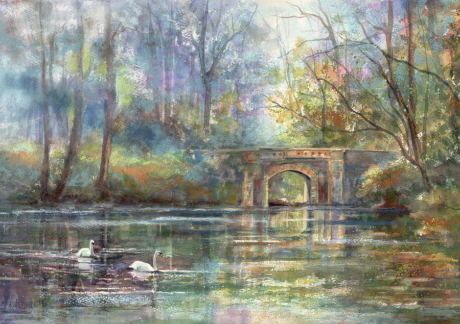 Swans on Marlay Lake Painting by Kate Bedell