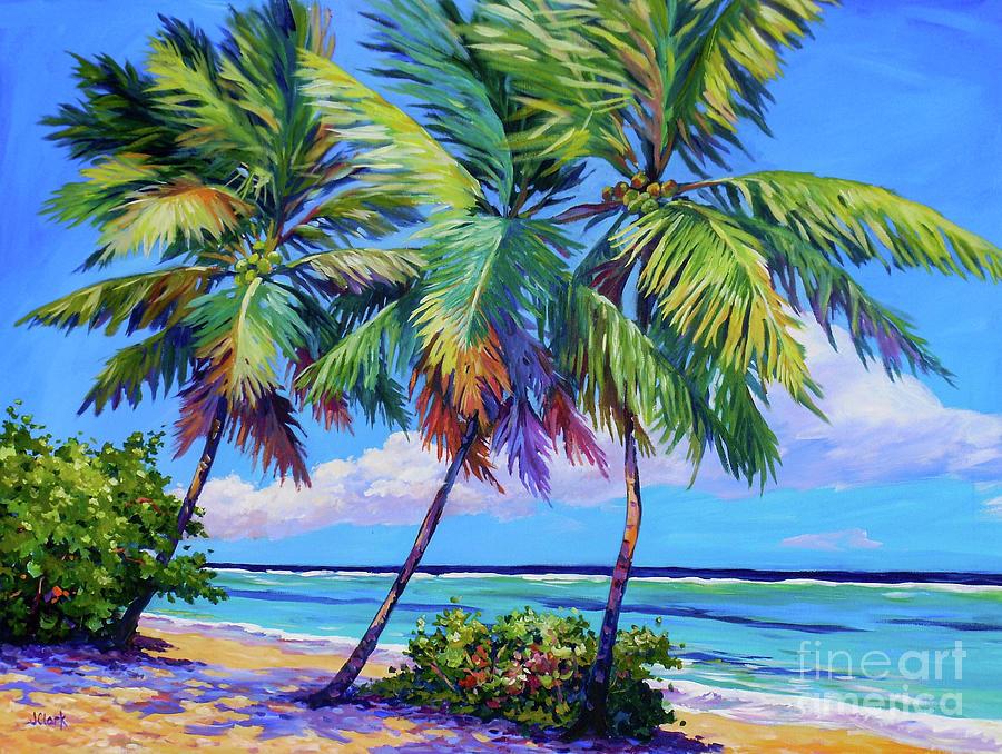Cayman Painting - Swaying Palms  by John Clark