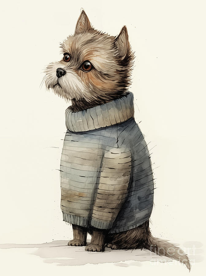 Sweater Dog I Painting by Mindy Sommers