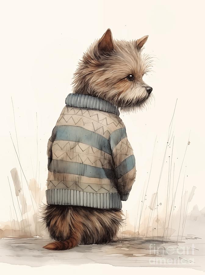 Sweater Terrier Painting by Mindy Sommers