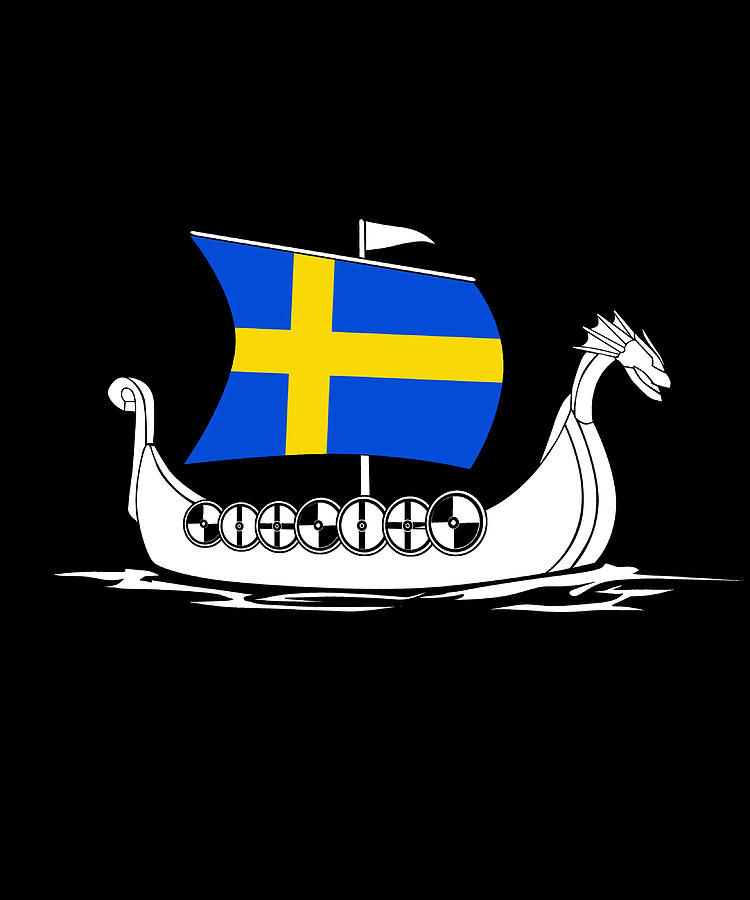 Sweden Boat swedish flag Sweden viking ship Painting by Will Young ...