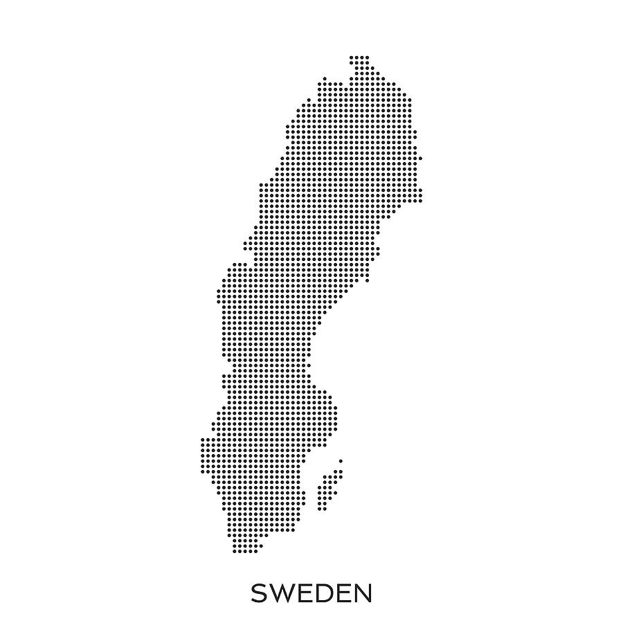 Sweden dot halftone pattern map Drawing by Mattjeacock