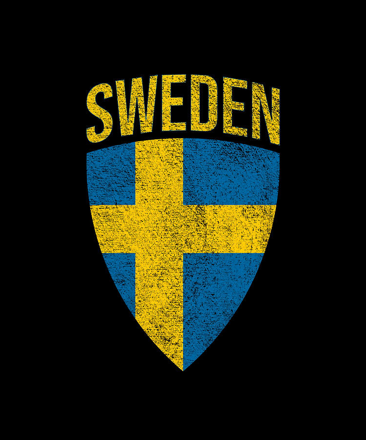 Sweden Flag Swedish Flag Shield Nordic Cross Painting by Selina Miller ...