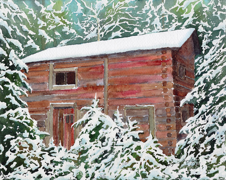 Swedish Barn Winter Painting by Pat Katz