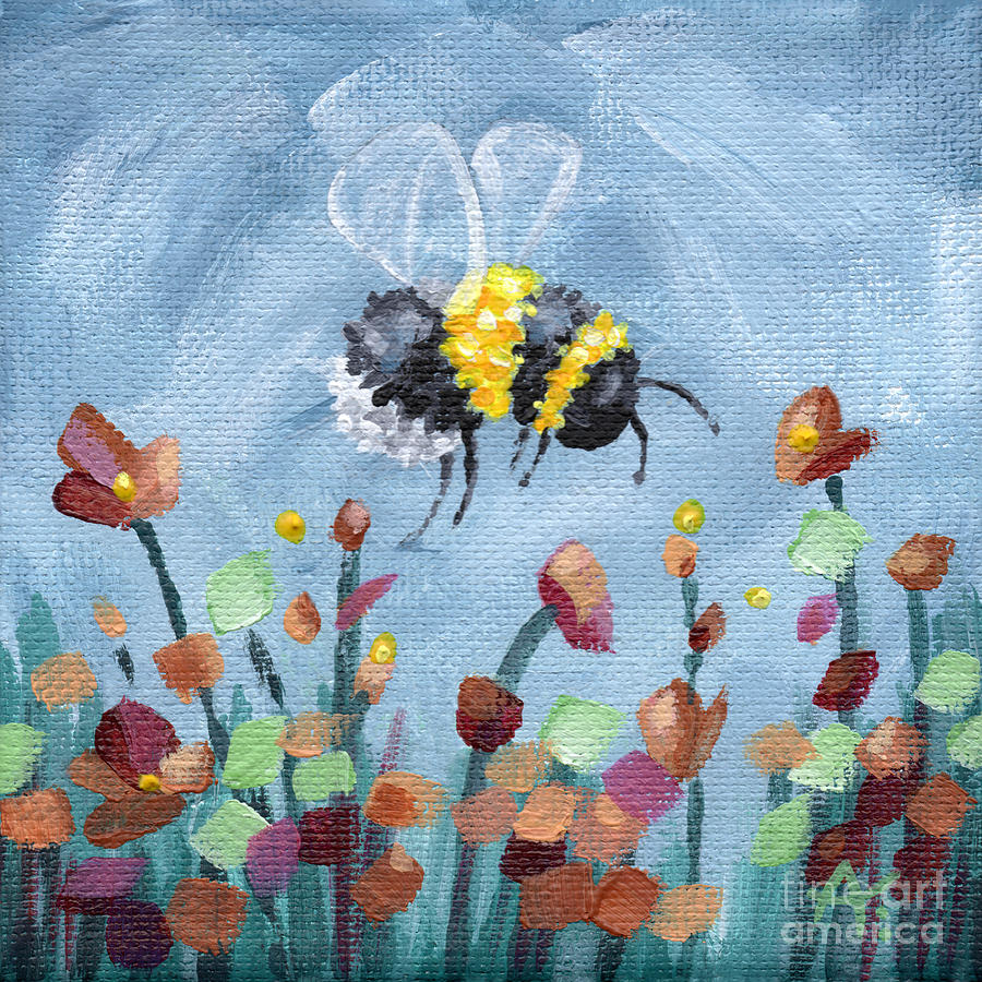 Sweet as Honey - Bumblebee Painting Painting by Annie Troe