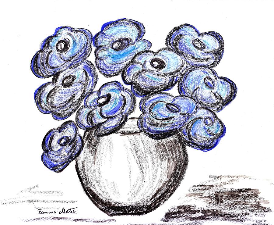 Sweet Blue Poppies Painting by Ramona Matei