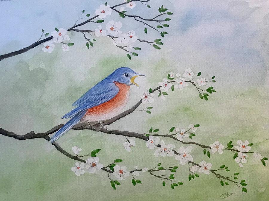 Sweet Bluebird Song Painting by Denise Van Deroef