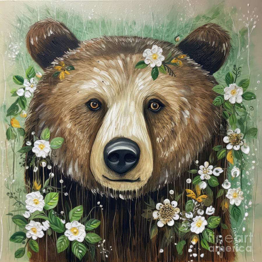 Sweet Brown Bear Painting by Tina LeCour