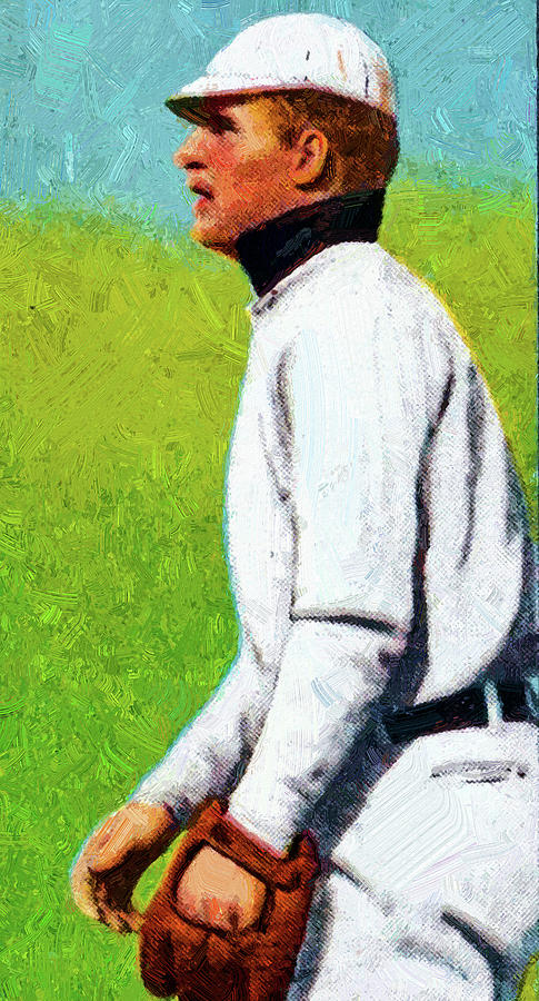 Sweet Caporal Rube Oldring Fielding Baseball Game Cards Oil Painting Painting