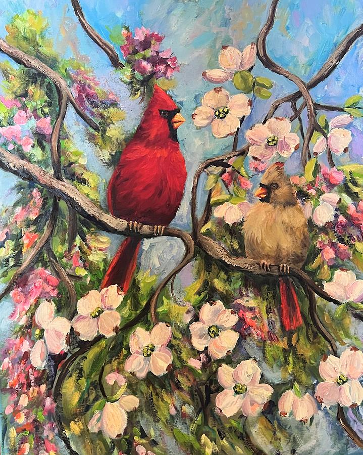 Sweet Cardinals Painting by Sarah Davis Sweet Cardinals Painting by Sarah Davis