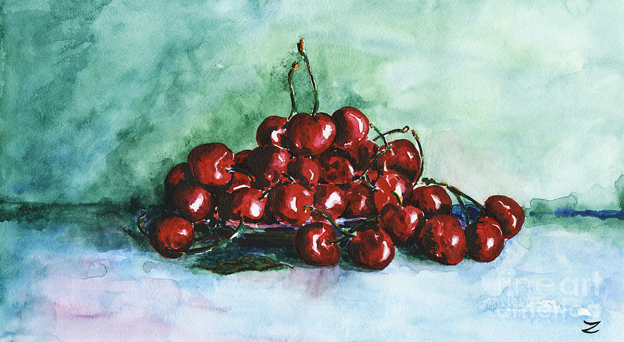 Sweet Cherries Painting by Zaira Dzhaubaeva