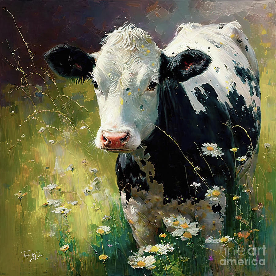 Yellowstone National Park Painting - Sweet Country Cow 2 by Tina LeCour