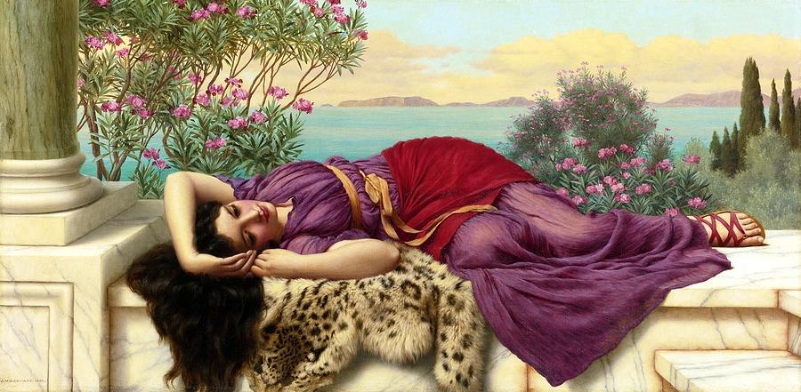 Sweet doing nothing. Dolce far niente #1 Painting by John William Godward