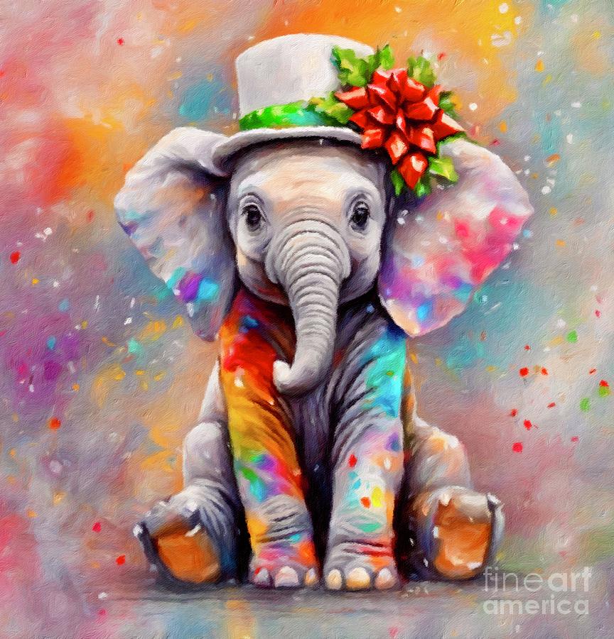 Sweet Elephant Holiday Art Digital Art by Lauries Intuitive