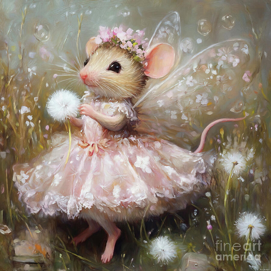 Sweet Fairy Mouse 2 Painting by Tina LeCour Sweet Fairy Mouse 2 Painting by Tina LeCour