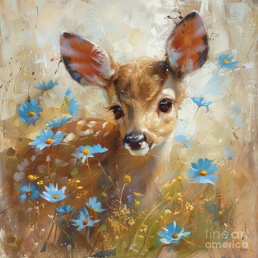 Sweet Fawn 2 Painting by Tina LeCour Sweet Fawn 2 Painting by Tina LeCour