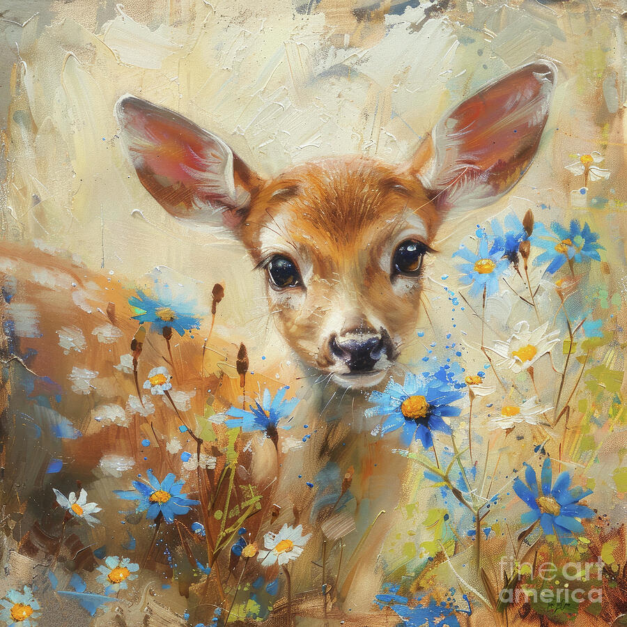Sweet Fawn 3 Painting by Tina LeCour Sweet Fawn 3 Painting by Tina LeCour
