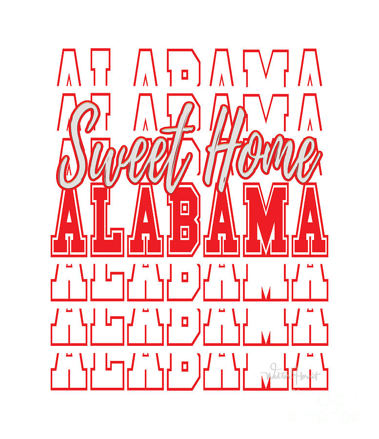 Sweet Home Alabama Fun Word Art v3 Digital Art by Walter Herrit