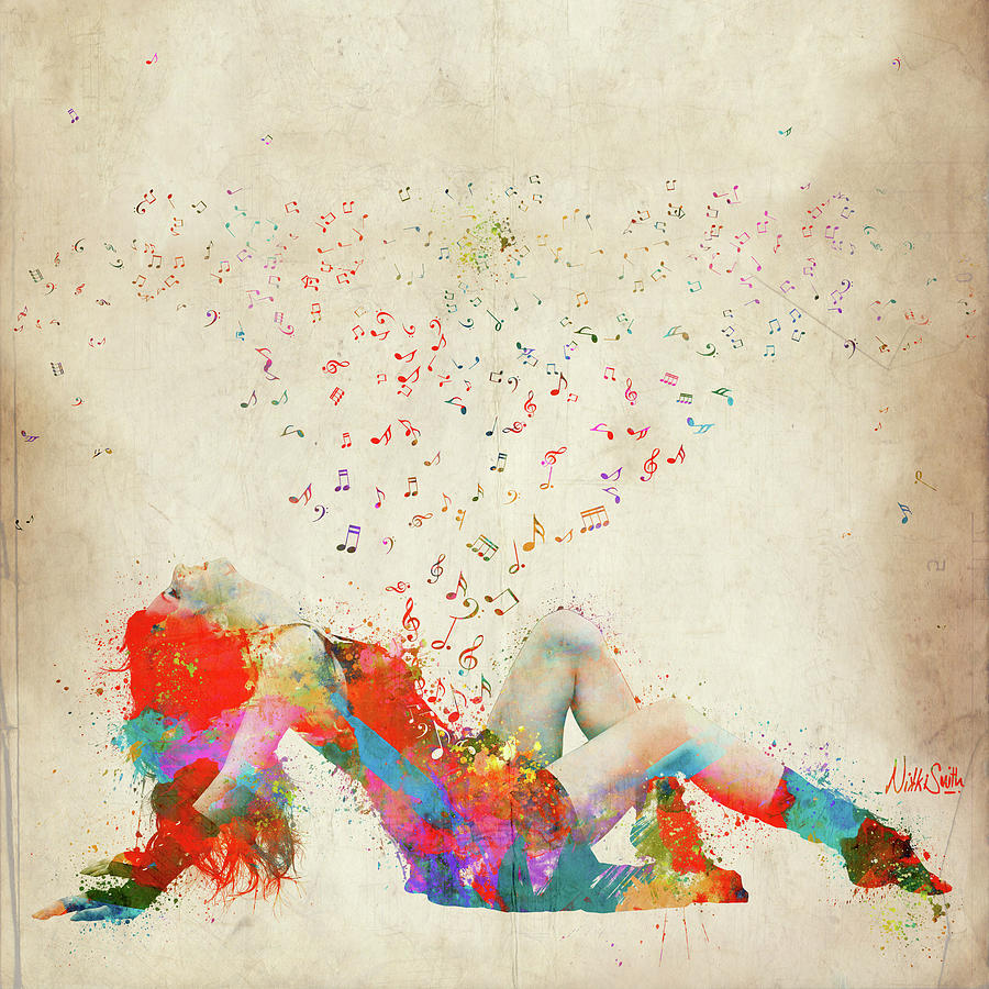 Sweet Jenny Bursting with Music Square Digital Art by Nikki Marie Smith