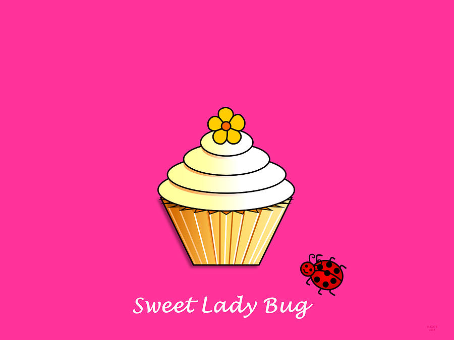 Daisy Digital Art - Sweet Lady Bug 1 Candy Pink Background by Geraldine Cote