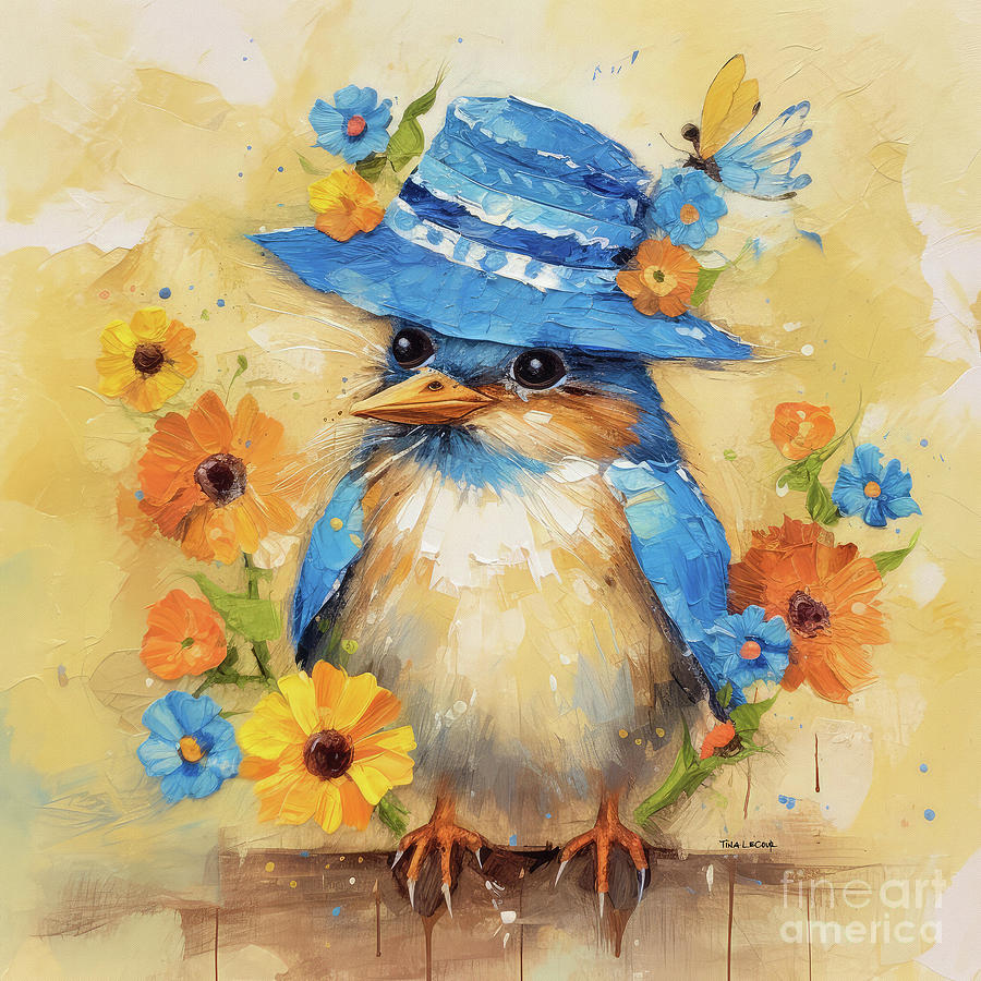 Bluebird Painting - Sweet Little Bluebird by Tina LeCour