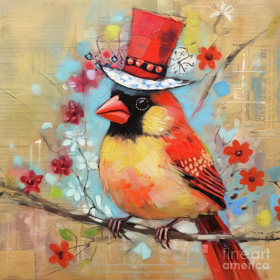 Sweet Little Cardinal Painting by Tina LeCour