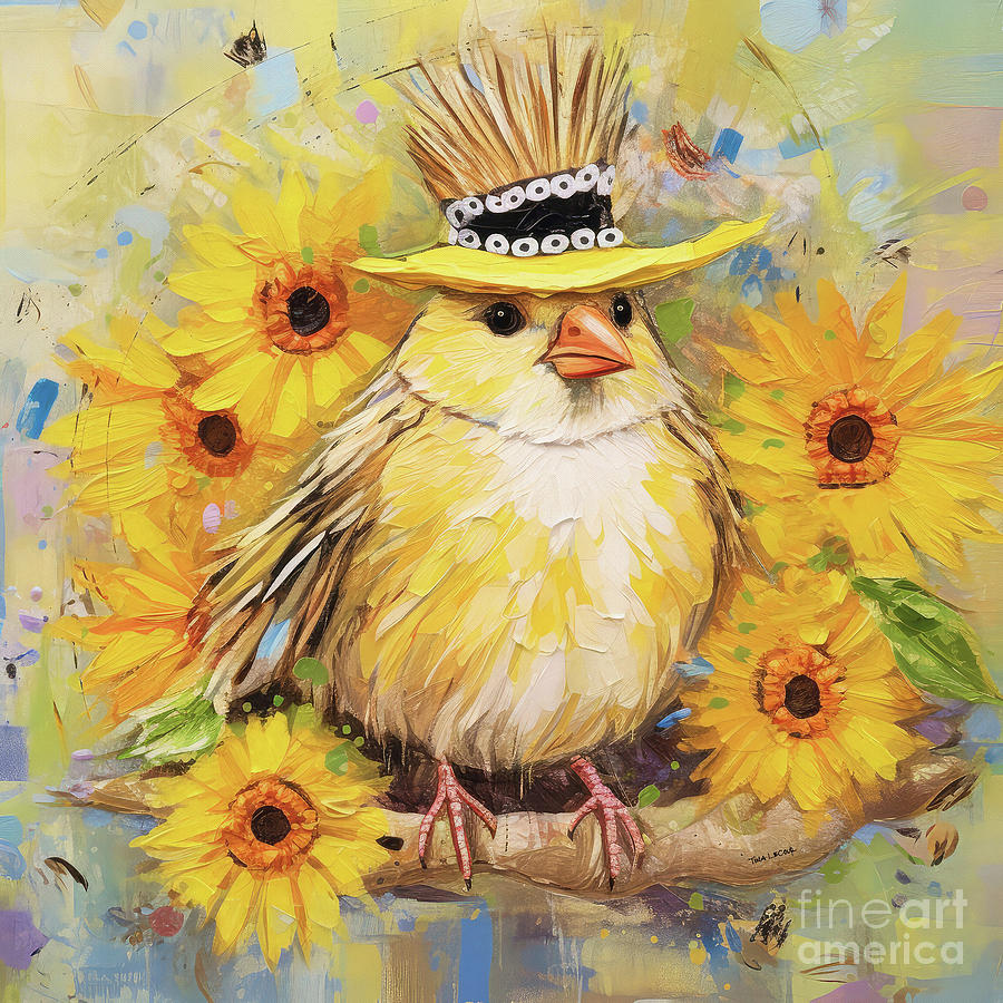 Sweet Little Goldfinch Painting by Tina LeCour