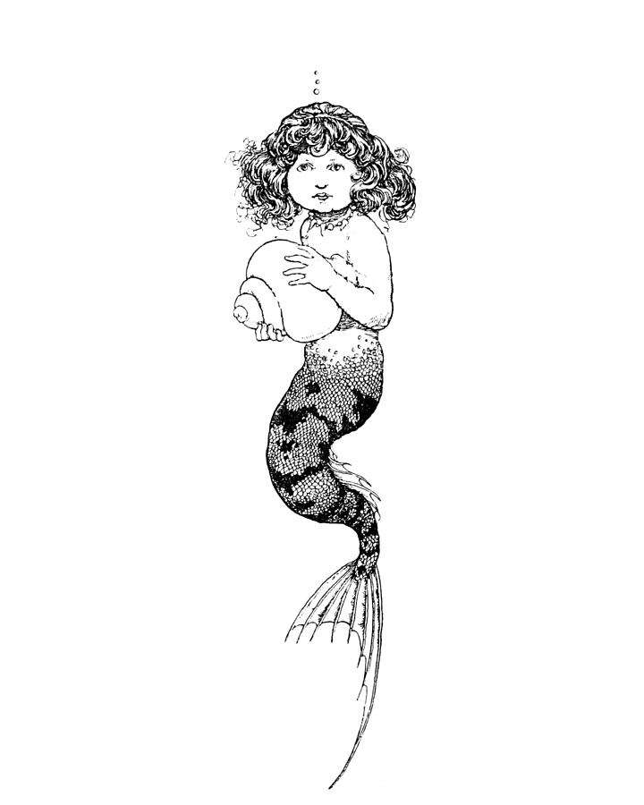 Mermaid Digital Art - Sweet Little Mermaid by Madame Memento