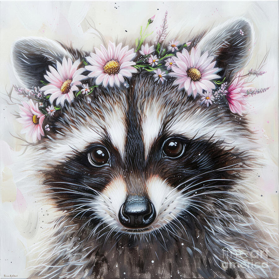 Sweet Little Racoon Painting by Tina LeCour Sweet Little Racoon Painting by Tina LeCour