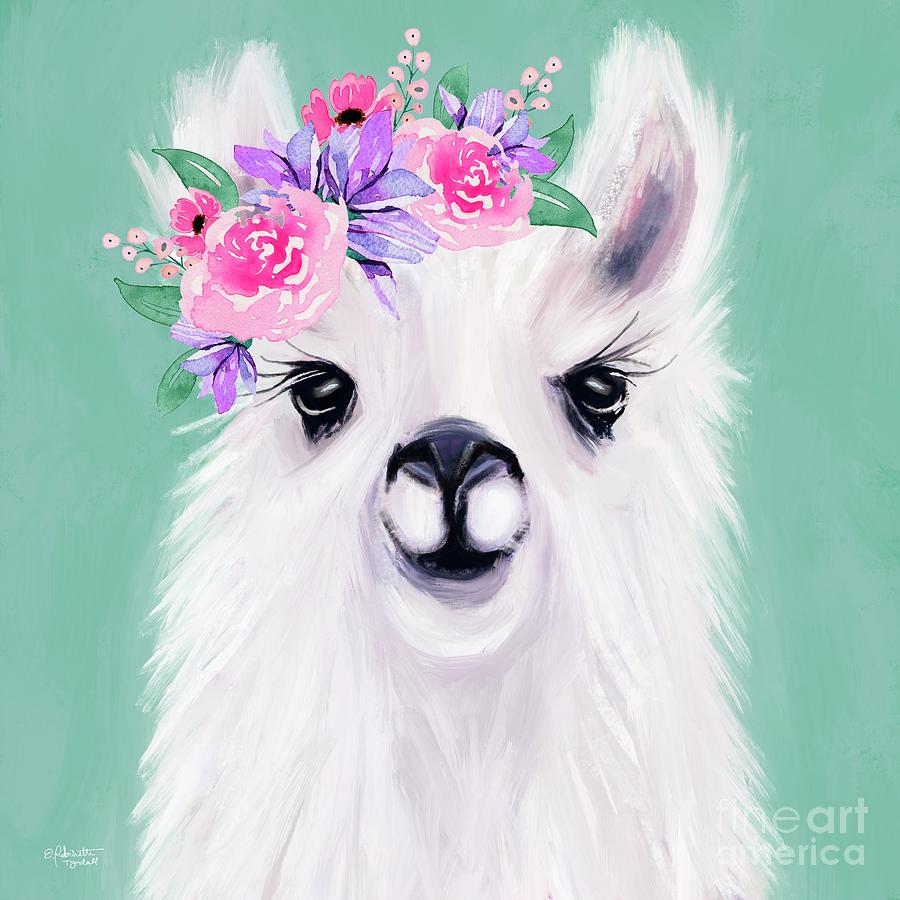 Sweet Llama  Painting by Elizabeth Robinette Tyndall