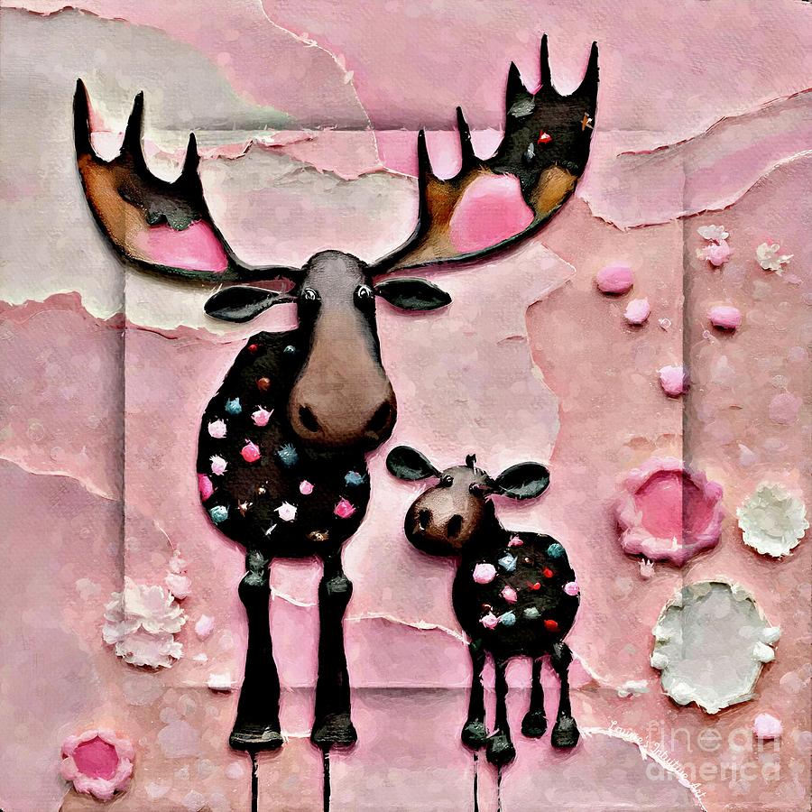 Sweet Mama Moose and Her Baby Digital Art by Lauries Intuitive