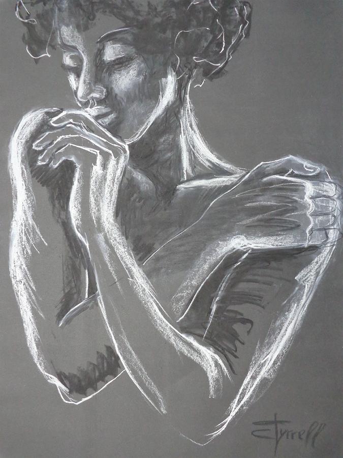 Silhouette of a woman - white charcoal on black paper : r/drawing