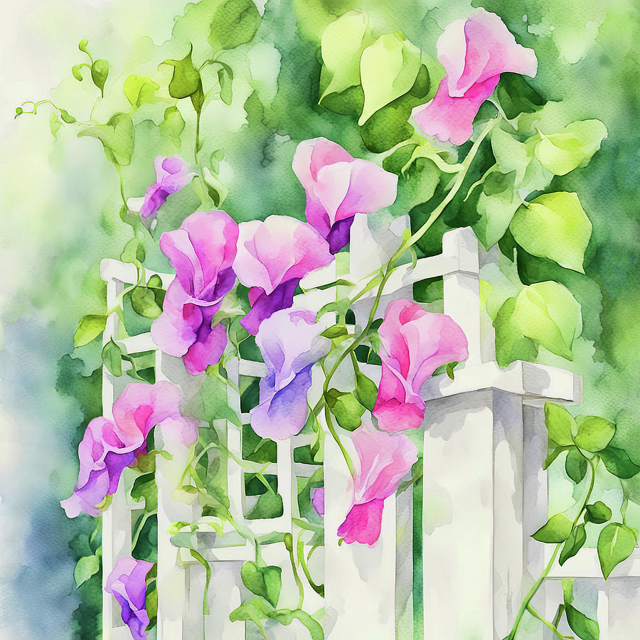 Sweet Pea Floral Digital Art by HH Photography of Florida