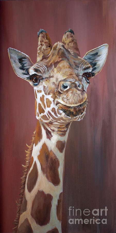 Sweet Pea - Giraffe Painting Painting by Annie Troe