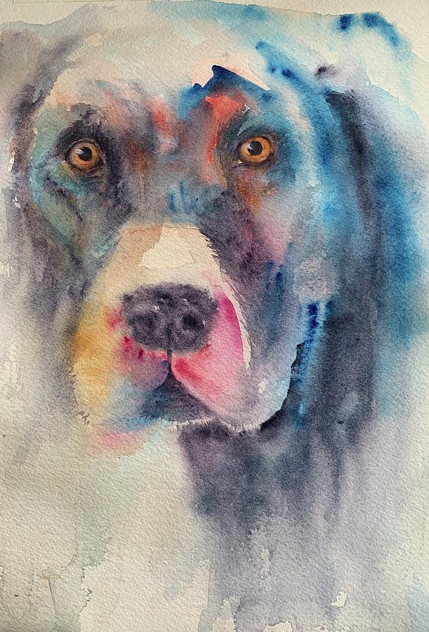 Sweet Puppy Girl Painting by Christine Marie Rose