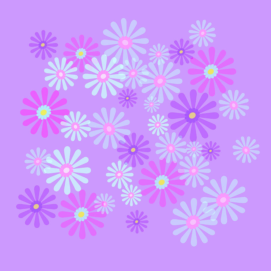 Sweet Purple Daisies of Spring Digital Art by Marianne Campolongo
