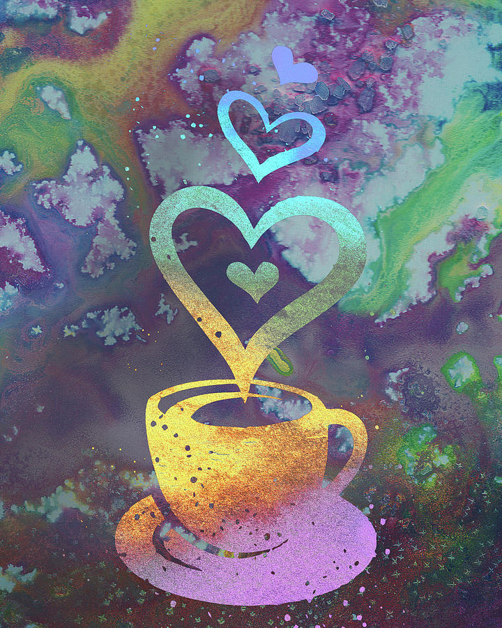 Sweet Rainbow Coffee Cup Delicious Colorful Bright Watercolor III Painting by Irina Sztukowski