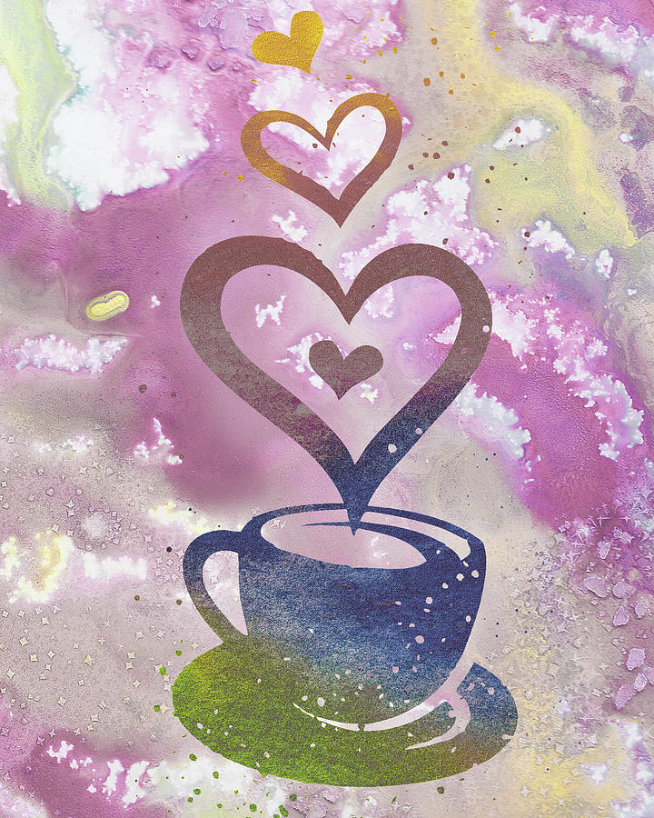 Sweet Rainbow Coffee Cup Delicious Colorful Bright Watercolor IV Painting by Irina Sztukowski