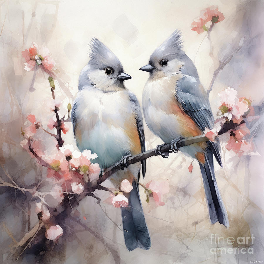 Sweet Tufted Titmouse Birds Painting by Tina LeCour