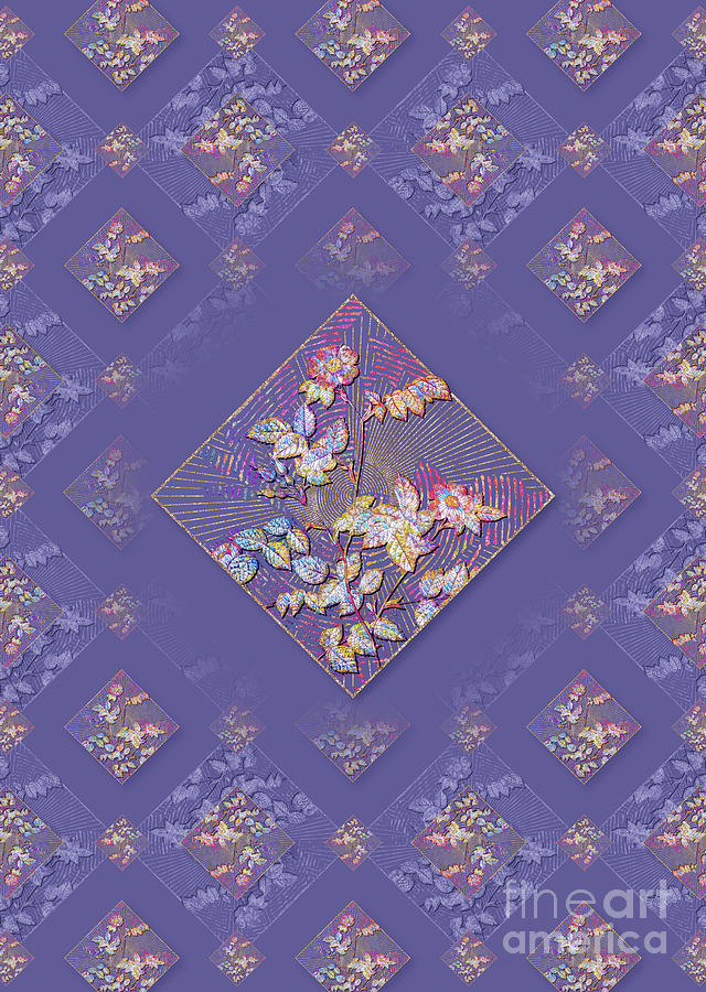 Sweetbriar Rose Geometric Mosaic Pattern in Veri Peri n.0083 Mixed Media by Holy Rock Design
