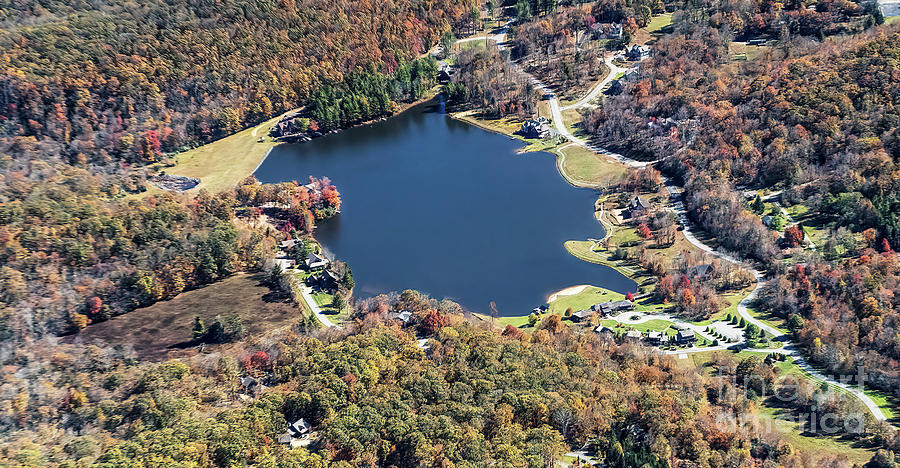 Sweetgrass Mountain Lake Community in Blowing Rock, NC Aerial Vi Photograph by David Oppenheimer