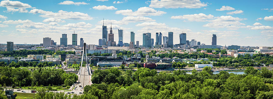 Swietokrzyski bridge and skyscrapers in Warsaw city center Photograph ...